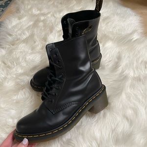 Clemency Women's Leather Heeled Lace Up Boots